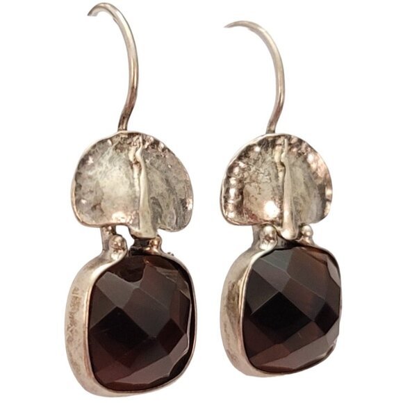 Silpada Faceted Square Smoky Quartz Sterling Silver French Hook Earrings, E738 - Picture 5 of 9